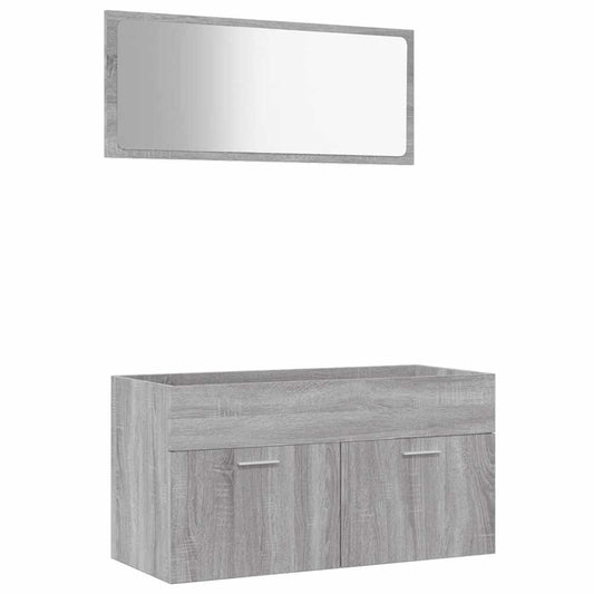 2 Piece Bathroom Furniture Set Grey Sonoma Engineered Wood 2 Piece Bathroom Furniture Set Grey Sonoma Engineered Wood