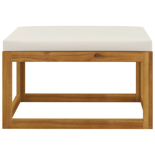 Footrest with Cream White Cushion Solid Wood Acacia Footrest with Cream White Cushion Solid Wood Acacia
