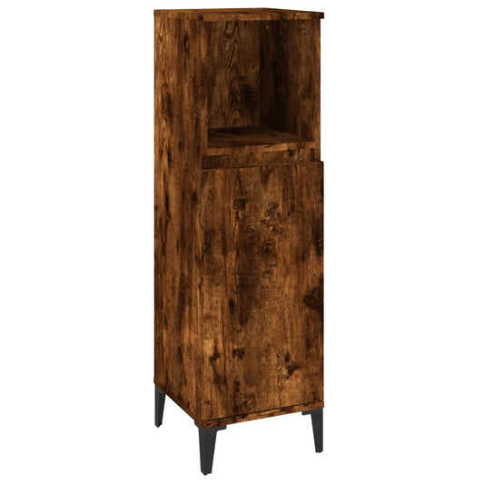 Bathroom Cabinet Smoked Oak 30x30x100 cm Engineered Wood Bathroom Cabinet Smoked Oak 30x30x100 cm Engineered Wood