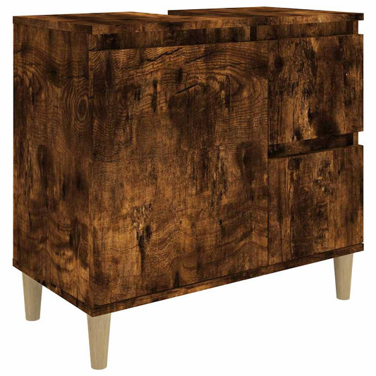 Bathroom Cabinet Smoked Oak 65x33x60 cm Engineered Wood Bathroom Cabinet Smoked Oak 65x33x60 cm Engineered Wood