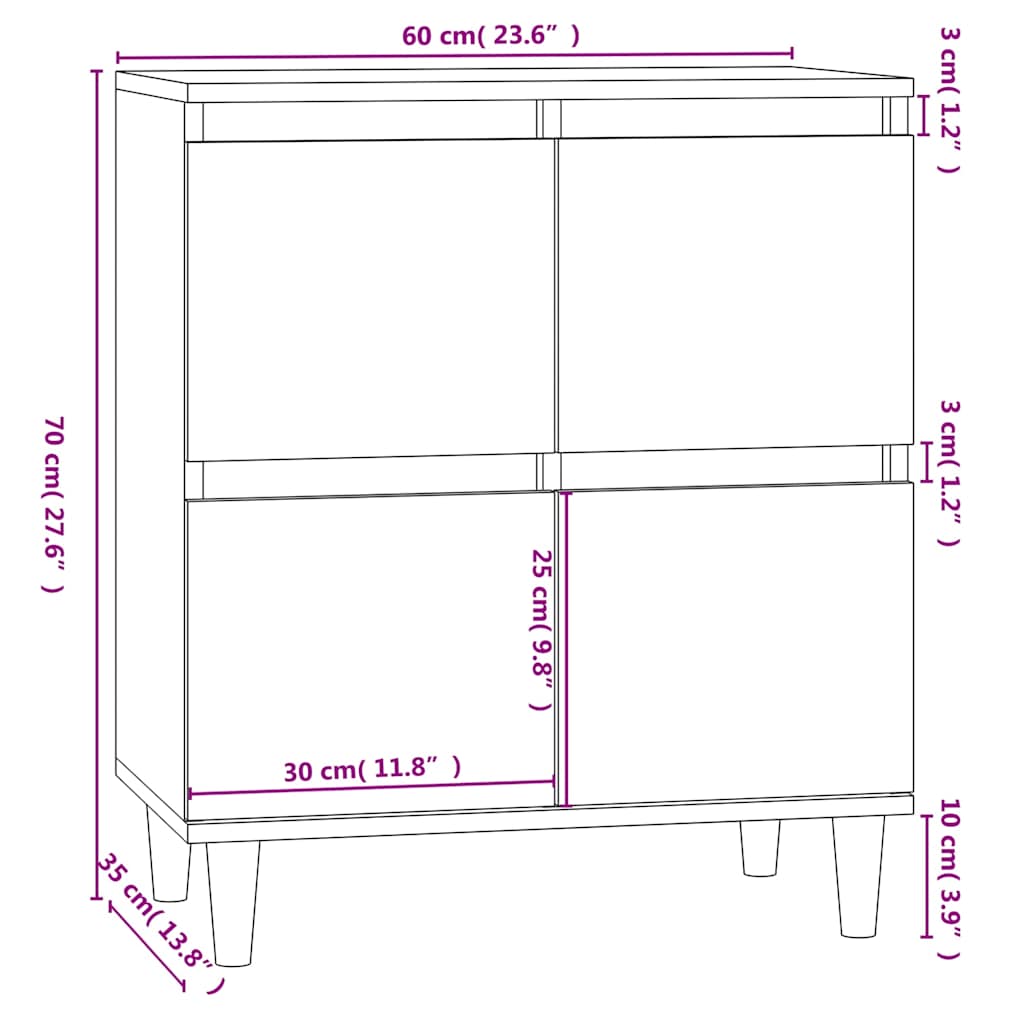 Sideboard Grey Sonoma 60x35x70 cm Engineered Wood