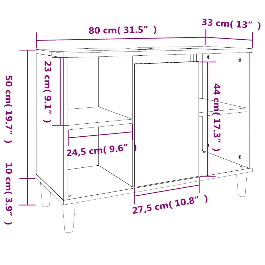 Sink Cabinet White 80x33x60 cm Engineered Wood