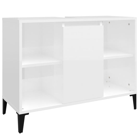 Sink Cabinet High Gloss White 80x33x60 cm Engineered Wood Sink Cabinet High Gloss White 80x33x60 cm Engineered Wood