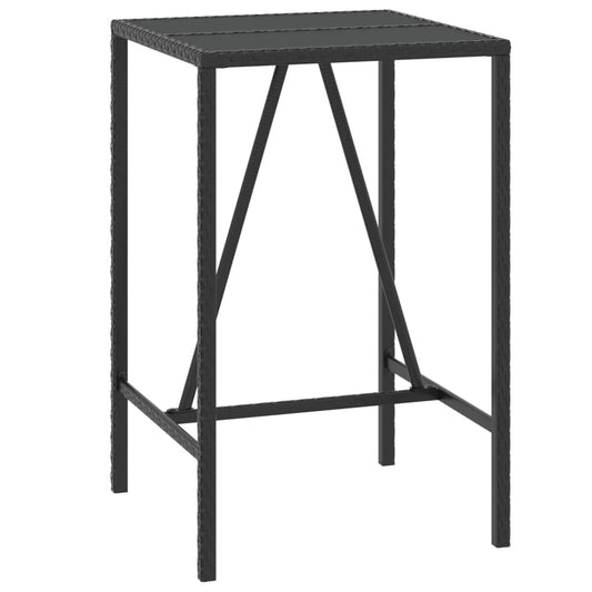 Bar Table with Glass Top Black 70x70x110 cm Poly Rattan Bar Table with Glass Top Black 70x70x110 cm Poly Rattan