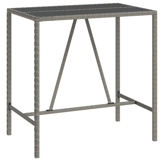 Bar Table with Glass Top Grey 110x70x110 cm Poly Rattan Bar Table with Glass Top Grey 110x70x110 cm Poly Rattan
