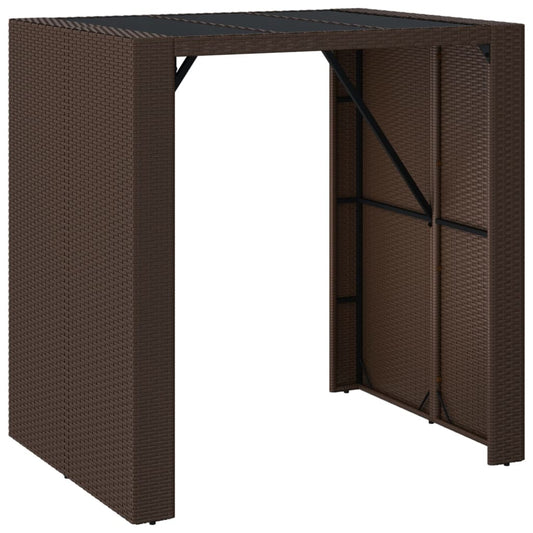 Bar Table with Glass Top Brown 105x80x110 cm Poly Rattan Bar Table with Glass Top Brown 105x80x110 cm Poly Rattan