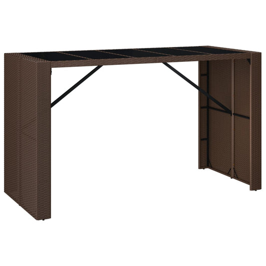 Bar Table with Glass Top Brown 185x80x110 cm Poly Rattan Bar Table with Glass Top Brown 185x80x110 cm Poly Rattan