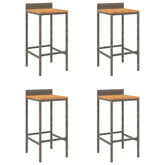 Bar Stools 4 pcs Grey Poly Rattan and Solid Wood Acacia Bar Stools 4 pcs Grey Poly Rattan and Solid Wood Acacia