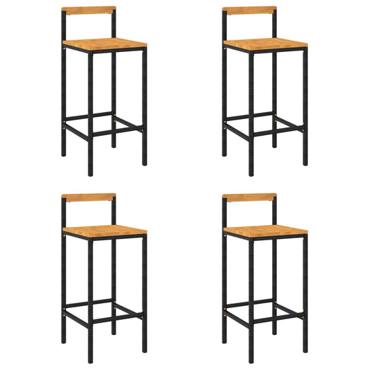 Bar Stools 4 pcs Black Poly Rattan and Solid Wood Acacia Bar Stools 4 pcs Black Poly Rattan and Solid Wood Acacia