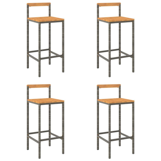 Bar Stools 4 pcs Grey Poly Rattan and Solid Wood Acacia Bar Stools 4 pcs Grey Poly Rattan and Solid Wood Acacia