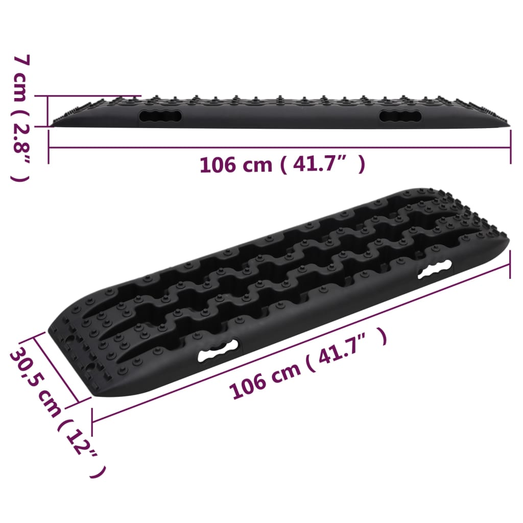 Traction Boards 2 pcs Black 106x30,5x7 cm Nylon
