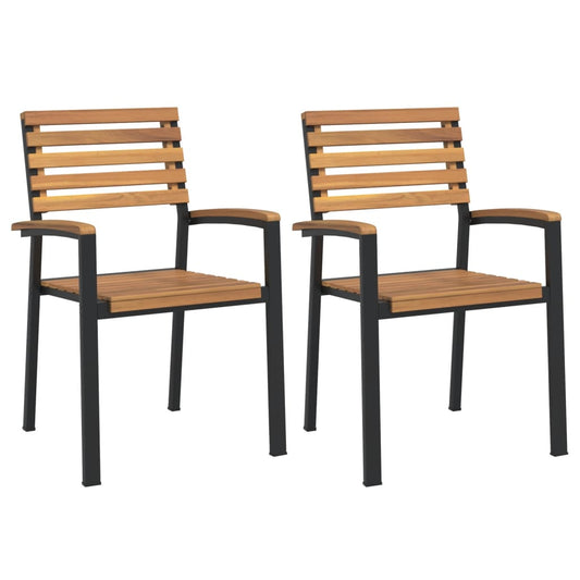 Stackable Garden Chairs 2 pcs Solid Wood Acacia and Metal Stackable Garden Chairs 2 pcs Solid Wood Acacia and Metal