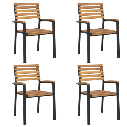 Stackable Garden Chairs 4 pcs Solid Wood Acacia and Metal Stackable Garden Chairs 4 pcs Solid Wood Acacia and Metal