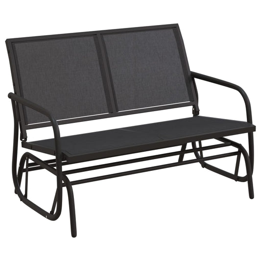 Garden Glider Bench Black 120,5x76x86,5 cm Textilene&Steel Garden Glider Bench Black 120,5x76x86,5 cm Textilene&Steel