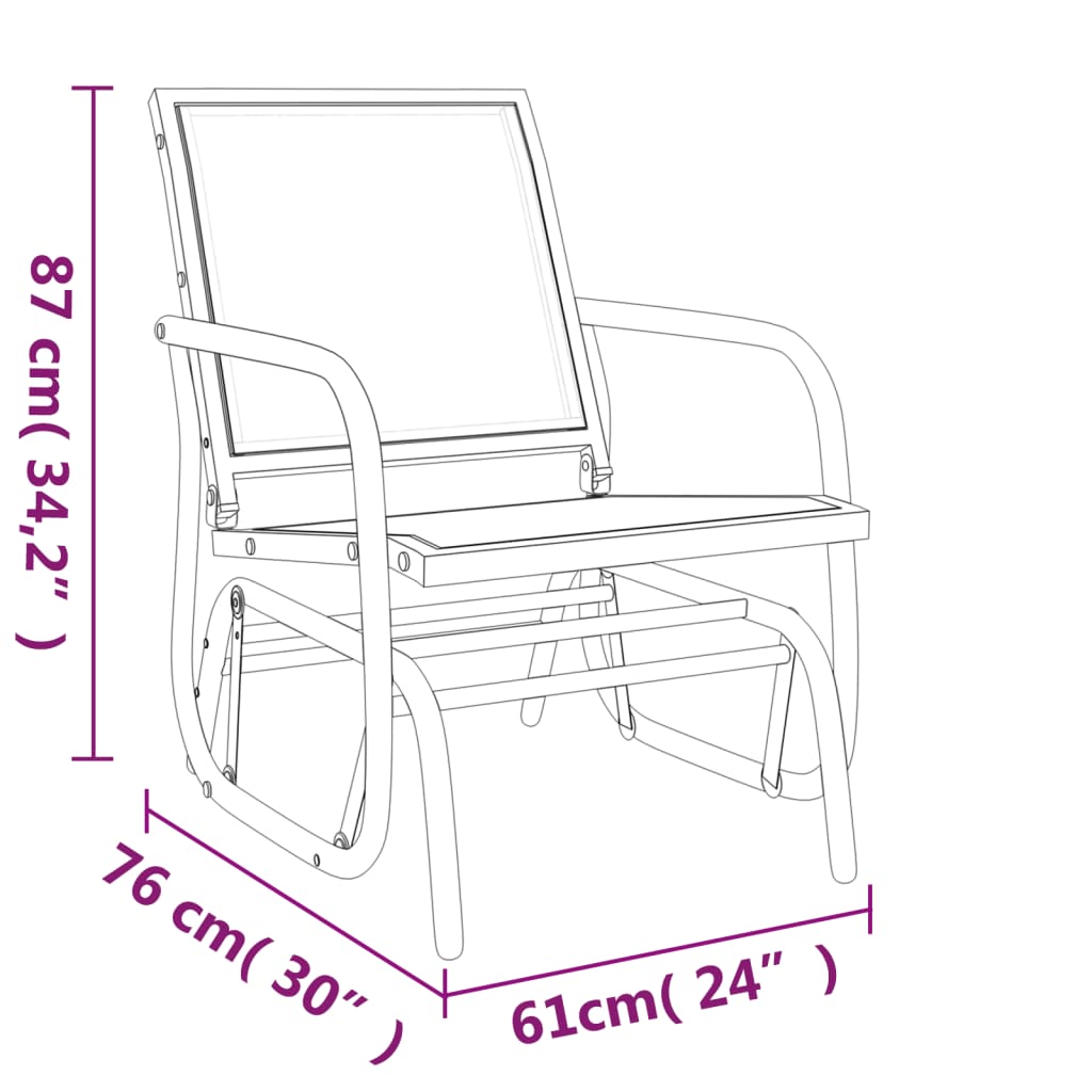Garden Glider Chair Brown 61x76x87 cm Textilene&Steel