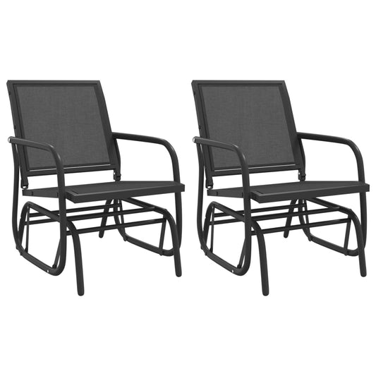 Garden Glider Chairs 2 pcs Black 61x76x87 cm Textilene&Steel Garden Glider Chairs 2 pcs Black 61x76x87 cm Textilene&Steel