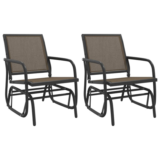 Garden Glider Chairs 2 pcs Brown 61x76x87 cm Textilene&Steel Garden Glider Chairs 2 pcs Brown 61x76x87 cm Textilene&Steel