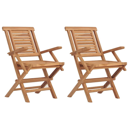 Folding Garden Chair | Set of 2 | Natural teak | Solid teak wood | Medium Folding Garden Chair | Set of 2 | Natural teak | Solid teak wood | Medium