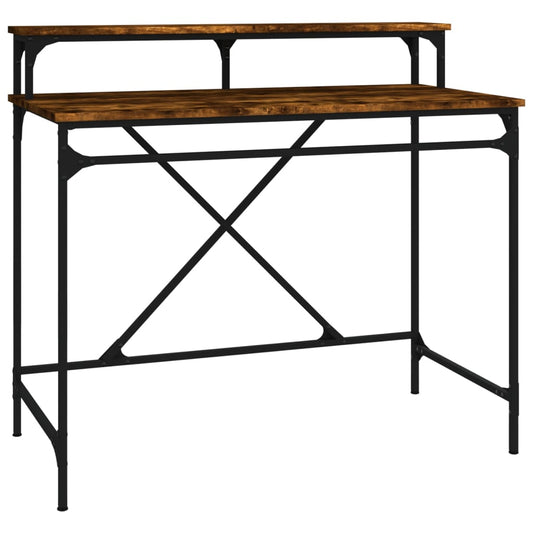 Desk Smoked Oak 100x50x90 cm Engineered Wood and Iron Desk Smoked Oak 100x50x90 cm Engineered Wood and Iron
