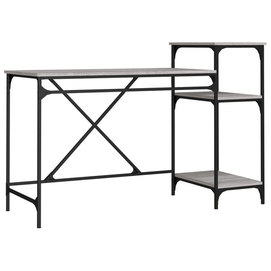 Desk with Shelves Grey Sonoma 135x50x90 cm Engineered Wood&Iron Desk with Shelves Grey Sonoma 135x50x90 cm Engineered Wood&Iron
