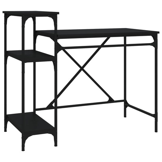 Desk with Shelves Black 105x50x90 cm Engineered Wood&Iron Desk with Shelves Black 105x50x90 cm Engineered Wood&Iron