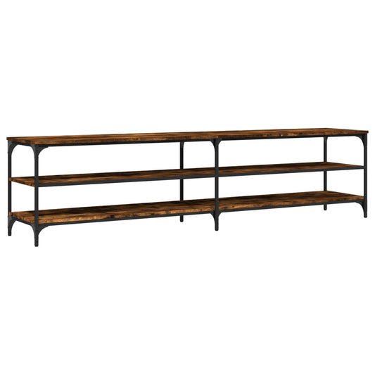 TV Cabinet Smoked Oak 200x30x50 cm Engineered Wood and Metal TV Cabinet Smoked Oak 200x30x50 cm Engineered Wood and Metal