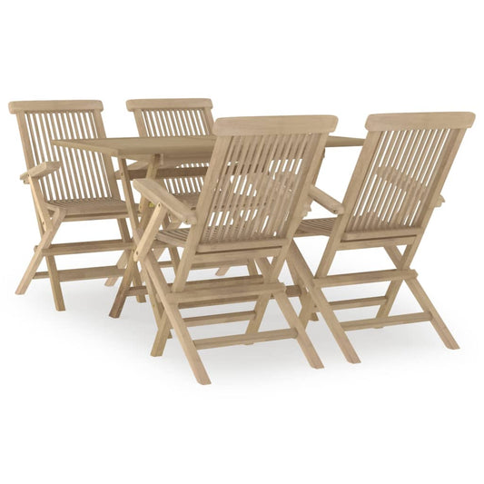 5 Piece Garden Dining Set Grey Solid Wood Teak 5 Piece Garden Dining Set Grey Solid Wood Teak