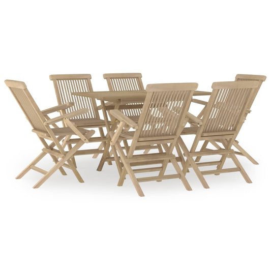 7 Piece Garden Dining Set Grey Solid Wood Teak 7 Piece Garden Dining Set Grey Solid Wood Teak