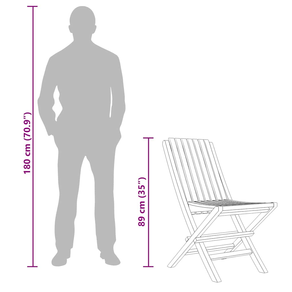 Folding Garden Chair | Set of 8 | Teak | Solid teak wood | Standard