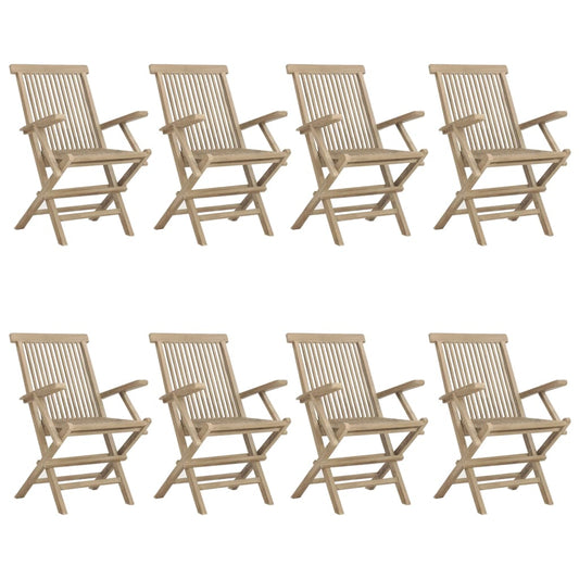 Folding Garden Chair | Set of 8 | Grey | Solid teak wood | Medium Folding Garden Chair | Set of 8 | Grey | Solid teak wood | Medium