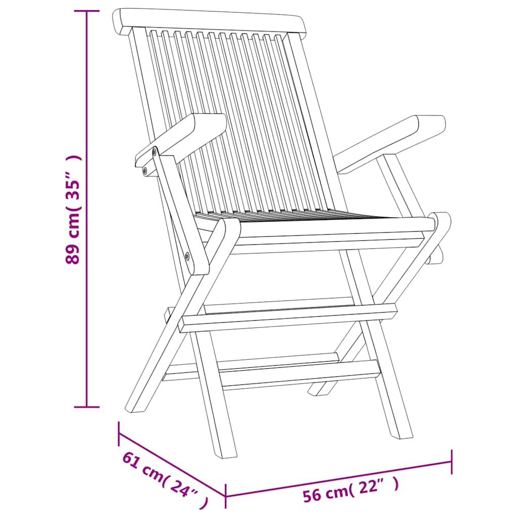 Folding Chairs 8 pcs Grey 56x61x89 cm Solid Wood Teak