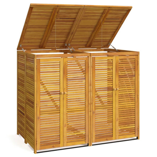 Double Garbage Bin Shed 140x89x117 cm Solid Wood Acacia Double Garbage Bin Shed 140x89x117 cm Solid Wood Acacia