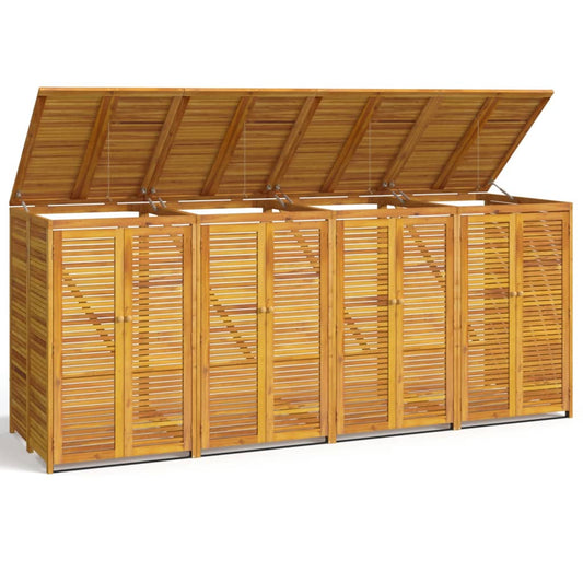 Quadruple Garbage Bin Shed 280x89x117 cm Solid Wood Acacia Quadruple Garbage Bin Shed 280x89x117 cm Solid Wood Acacia