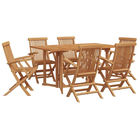 Garden Dining Set 7 pcs Brown Solid Teak Wood Garden Dining Set 7 pcs Brown Solid Teak Wood
