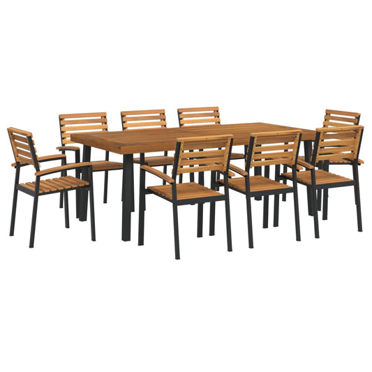 9 Piece Garden Dining Set Solid Wood Acacia and Metal 9 Piece Garden Dining Set Solid Wood Acacia and Metal
