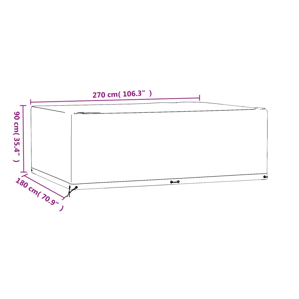 Garden Furniture Covers 2 pcs 12 Eyelets 270x180x90 cm