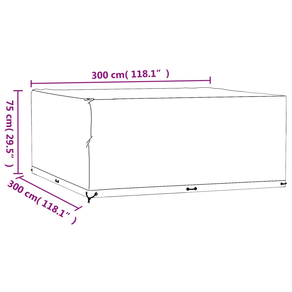 Garden Furniture Covers 2 pcs 16 Eyelets 300x300x75 cm Square