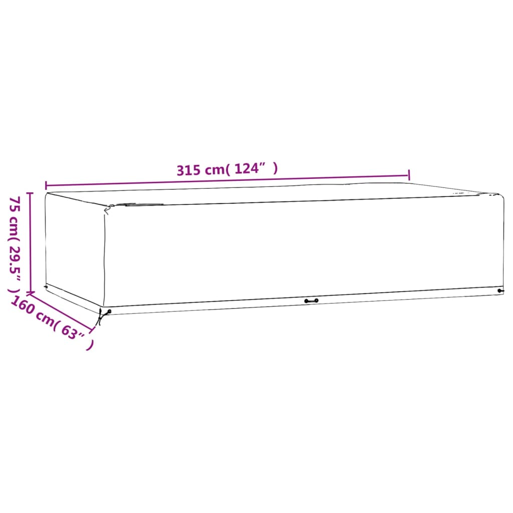 Garden Furniture Covers 2 pcs 12 Eyelets 315x160x75 cm