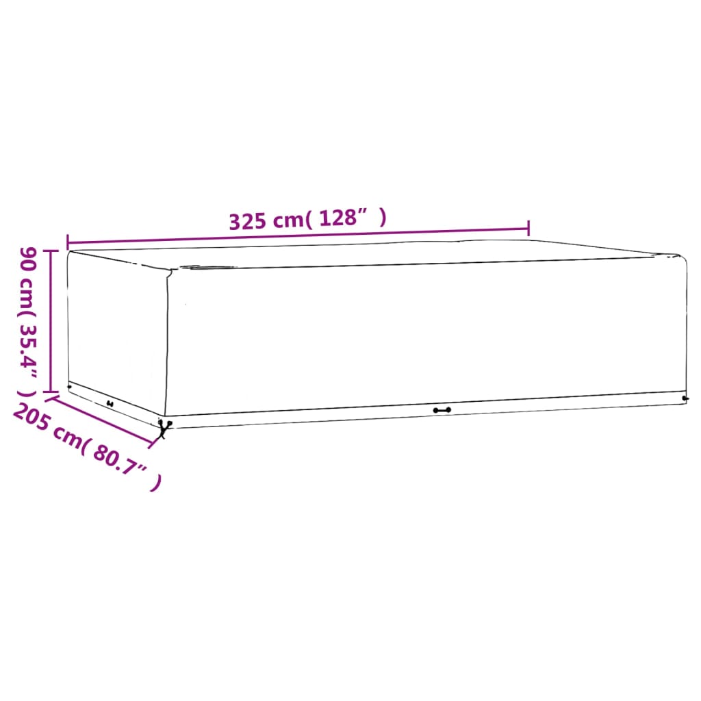 Garden Furniture Covers 2 pcs 16 Eyelets 325x205x90 cm Rectangular