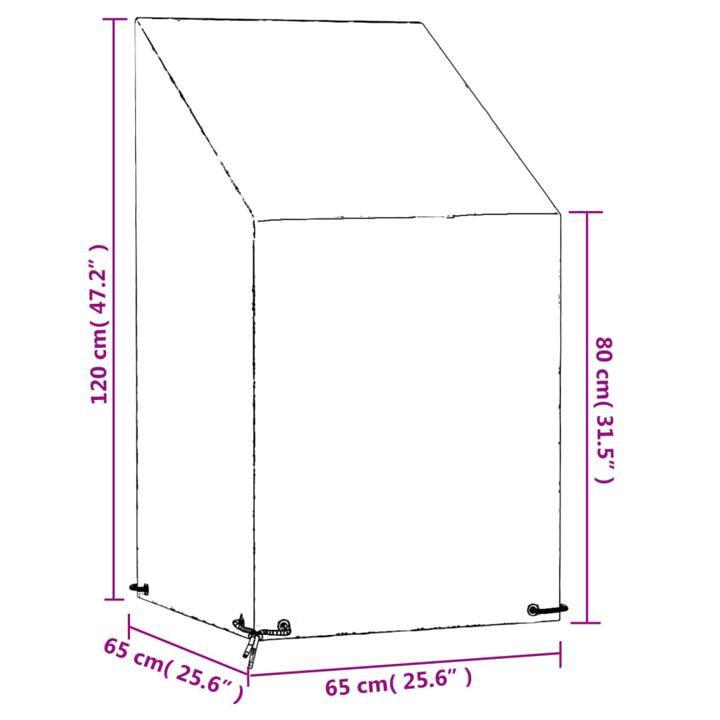 Garden Chair Covers 2 pcs 8 Eyelets 65x65x80/120 cm Polyethylene