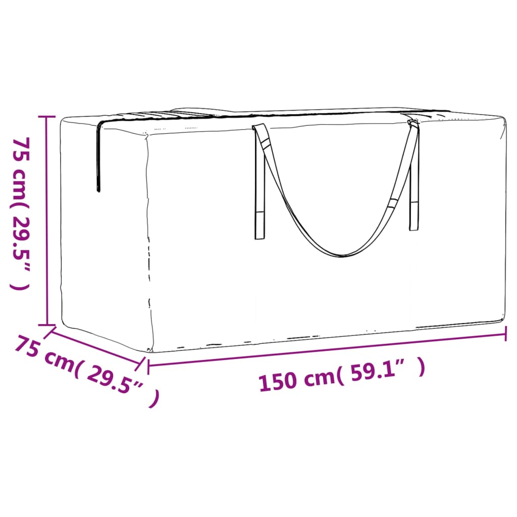 Garden Cushion Storage Bags 2 pcs Black 150x75x75 cm Polyethylene