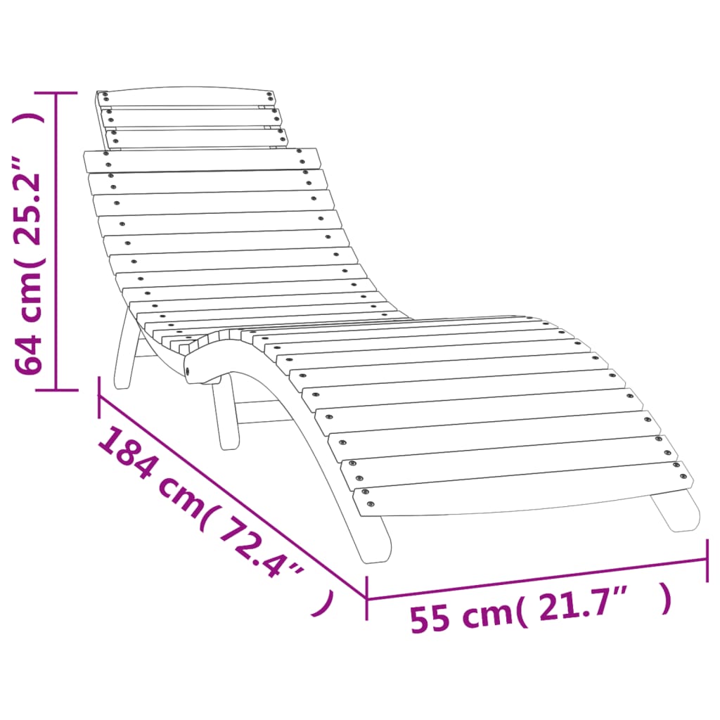 Sun Lounger | Set of 2 | Cream | Solid acacia wood | Adult Size