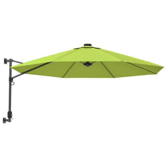 Wall-mounted Parasol with LEDs Apple Green 290cm Wall-mounted Parasol with LEDs Apple Green 290cm