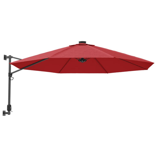 Wall-mounted Parasol with LEDs Bright Red 290cm Wall-mounted Parasol with LEDs Bright Red 290cm