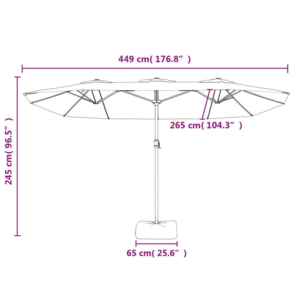 Garden Parasol | Azure Blue, Dark Grey | Polyester, Powder-Coated Iron