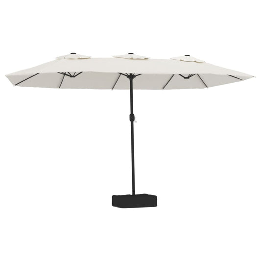 Double-Head Garden Parasol with LEDs Sand White 449x265 cm Double-Head Garden Parasol with LEDs Sand White 449x265 cm
