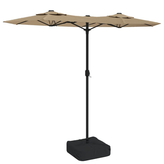 Double-Head Garden Parasol Taupe 316x145 cm Double-Head Garden Parasol Taupe 316x145 cm