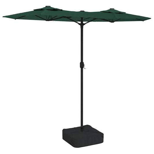 Double-Head Garden Parasol with LEDs Green 316x145 cm Double-Head Garden Parasol with LEDs Green 316x145 cm