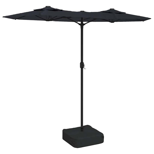 Double-Head Garden Parasol with LEDs Black 316x145 cm Double-Head Garden Parasol with LEDs Black 316x145 cm