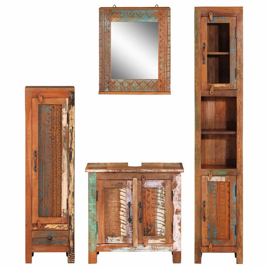 4 Piece Bathroom Furniture Set Solid Wood Reclaimed 4 Piece Bathroom Furniture Set Solid Wood Reclaimed